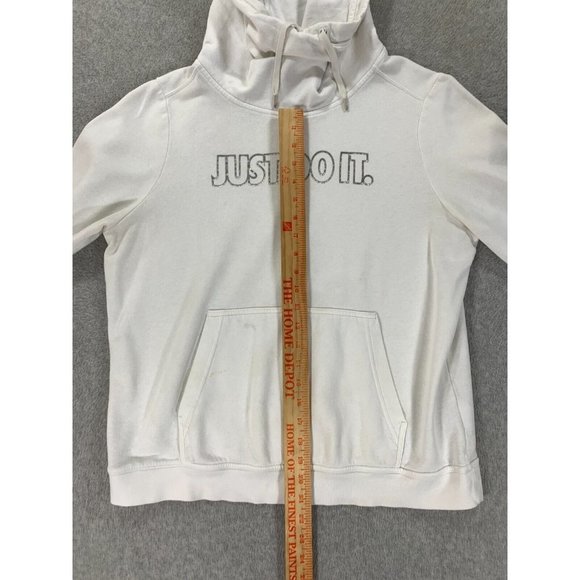 Nike‎ Just Do It Blue Label Cowl Neck Hoodie Sweatshirt (Women's Large) White - Picture 10 of 13